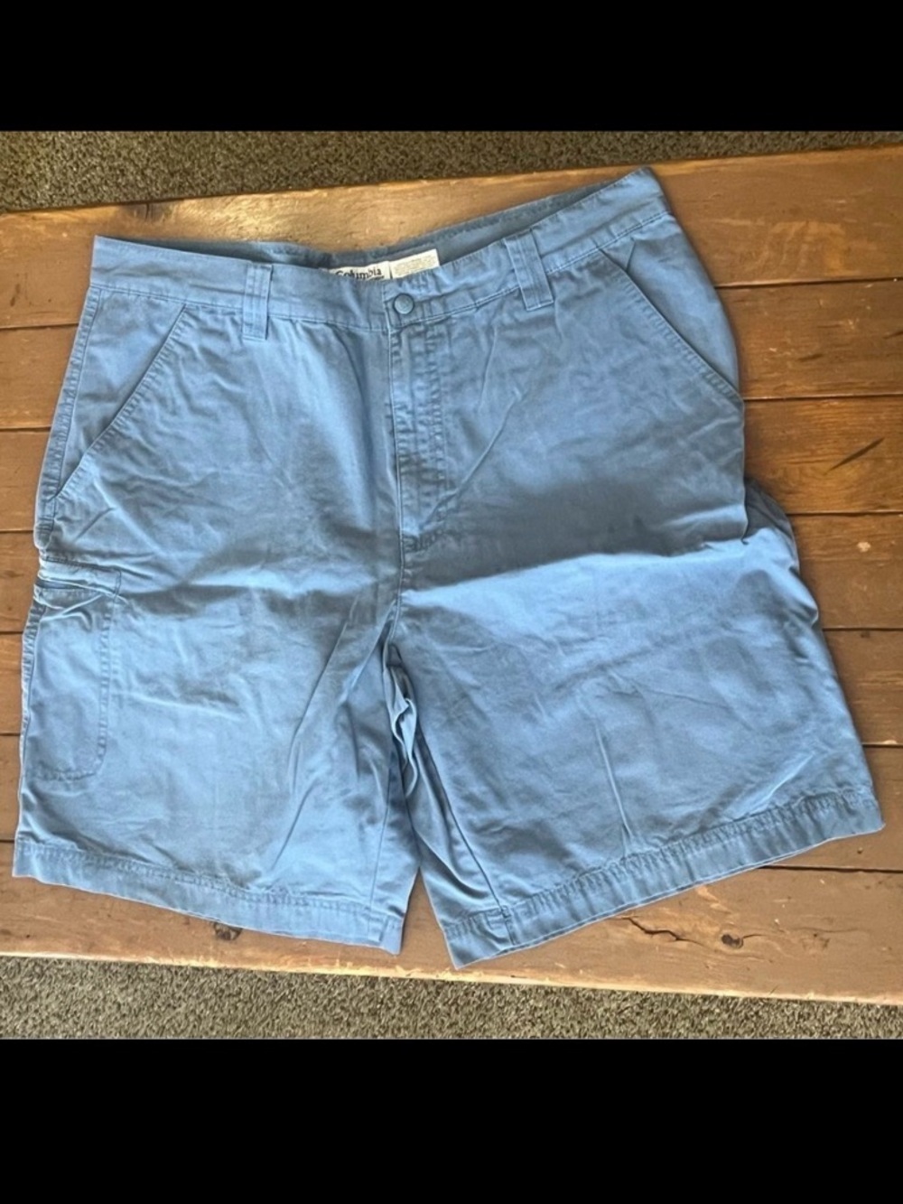 COLUMBIA MEN'S CHINO CARGO SHORTS Flat Front Slate Blue